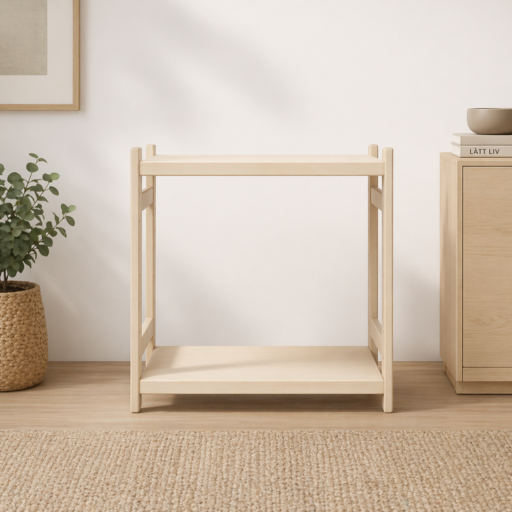 Modulær reol i bøg, 2 hylder, 60 × 80 × 25 cm