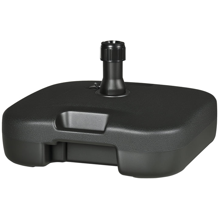 Parasolfod, paraplystativ, paraplyholder, kan fyldes med sand eller vand, afrundede hjørner, HDPE-plast, sort, 46 x 45 x 26 cm, op til 30 kg, nettovægt 1,6 kg