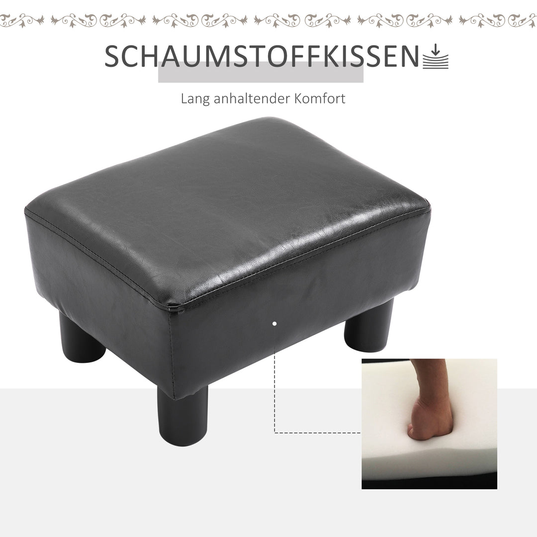 Skammel med moderne fodskammel i kunstlæder, kunstlæder, til soveværelse, stue, sort
