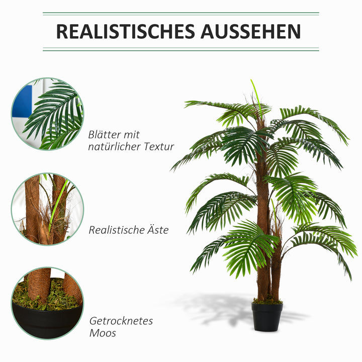 Kunstige planter 120 cm kunstig palme, kunstig palme, kunstigt træ, kunstige planter i potter, stueplante, dekorativ plante, kontorplante, plastikpotte til indendørs og udendørs brug