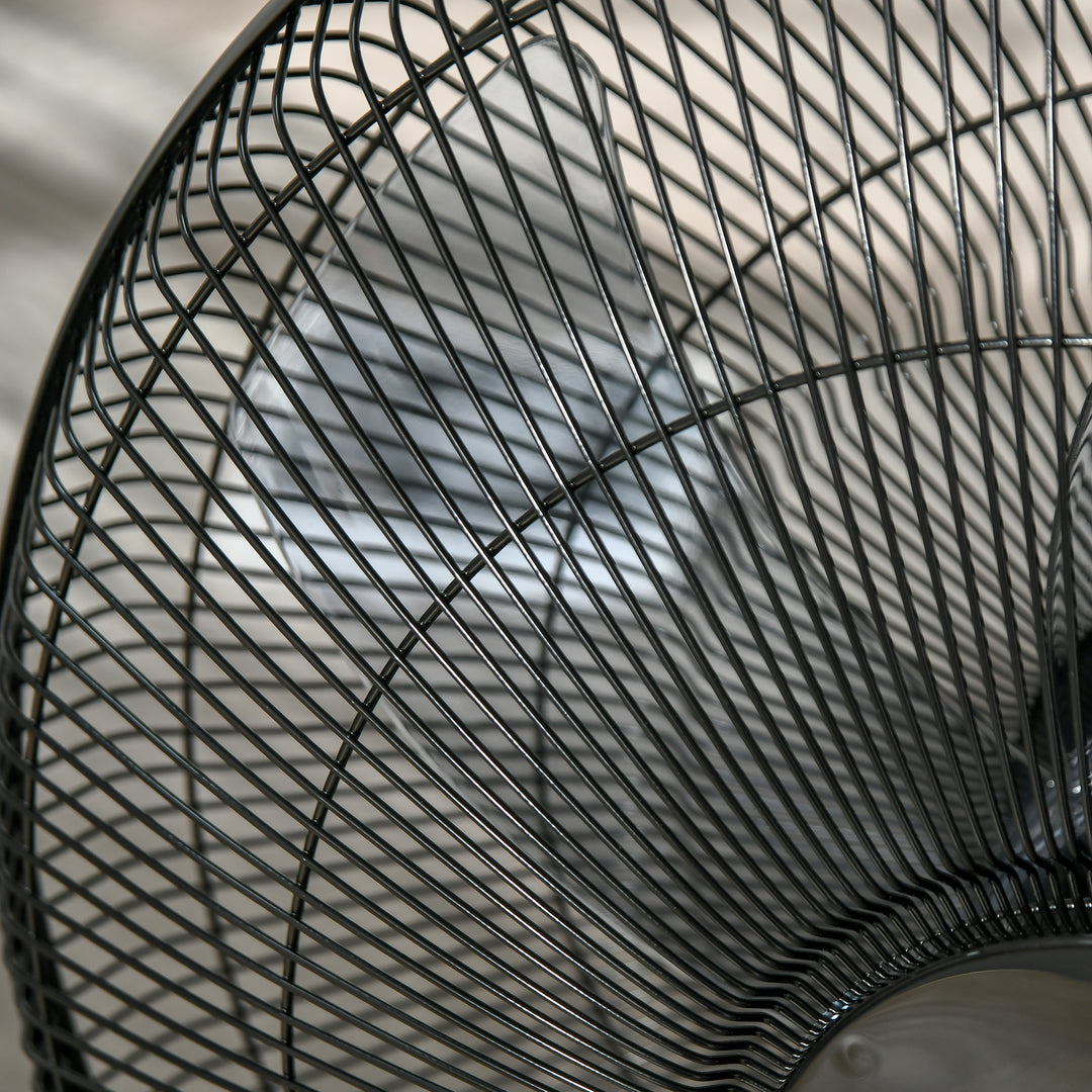 Sokkelventilator med fjernbetjening, højdejusterbar ventilator, 70° oscillerende ventilator, 3 hastighedsindstillinger, justerbar hældningsvinkel, 7,5 timer, Ø44,5 x 110-124 cm, sort