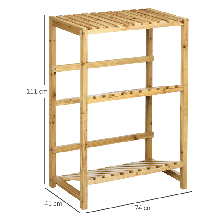 Hylde til drikkekasser, kassestativ til op til 4 kasser, naturtræ, 2 niveauer 74 x 45 x 111 cm