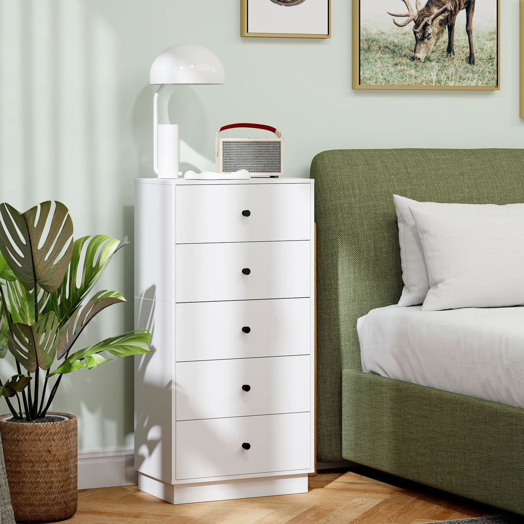 Kommode med 5 skuffer i træ i moderne stil 47 x 29 x 95 cm hvid