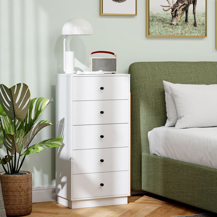 Kommode med 5 skuffer i træ i moderne stil 47 x 29 x 95 cm hvid