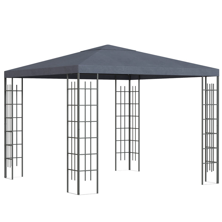 Havepavillon 2,95 x 2,95 m pavillon havetelt partytelt stål polyester grå