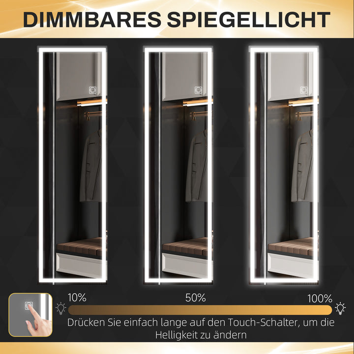 Helfigursspejl med led, dæmpbar, berøringssensor, hukommelsesfunktion, sølv, 40x120 cm
