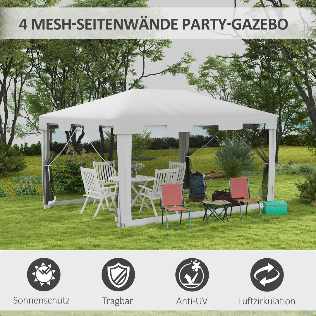 Pavilion havetelt 3 x 3 m, vejrbestandigt, foldbart, 395 cm x 295 cm x 255 cm, hvidt