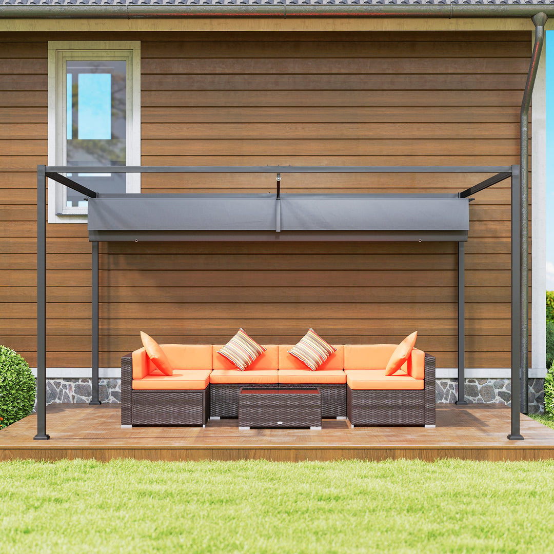 Pergola, robust solsejl til have, altan, terrasse, lavet af metal og plastik, UV- og vandafvisende, mørkegrå