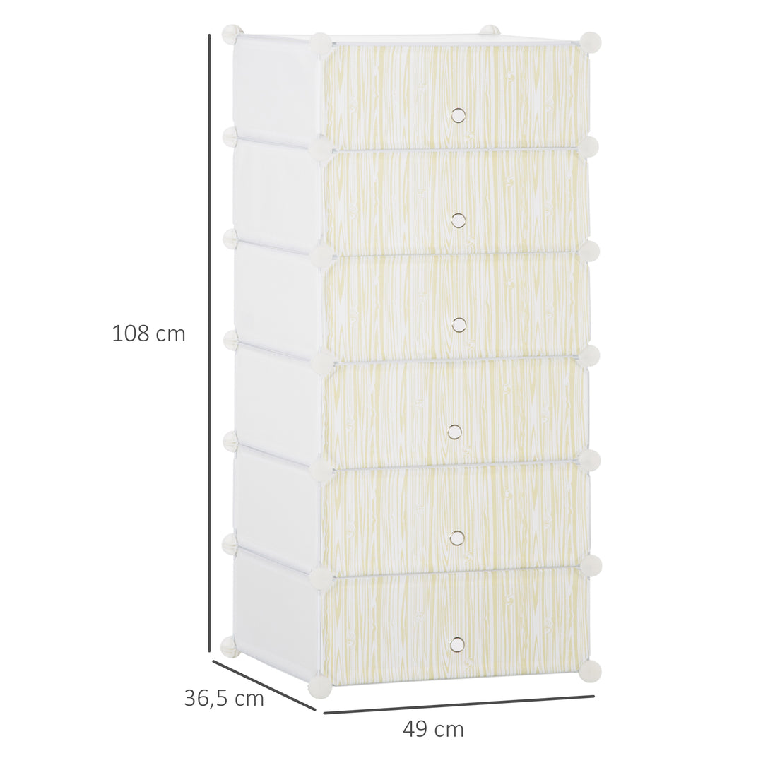 Modulært reolsystem til 12 par sko, 49 cm x 36,5 cm x 108 cm, hvid