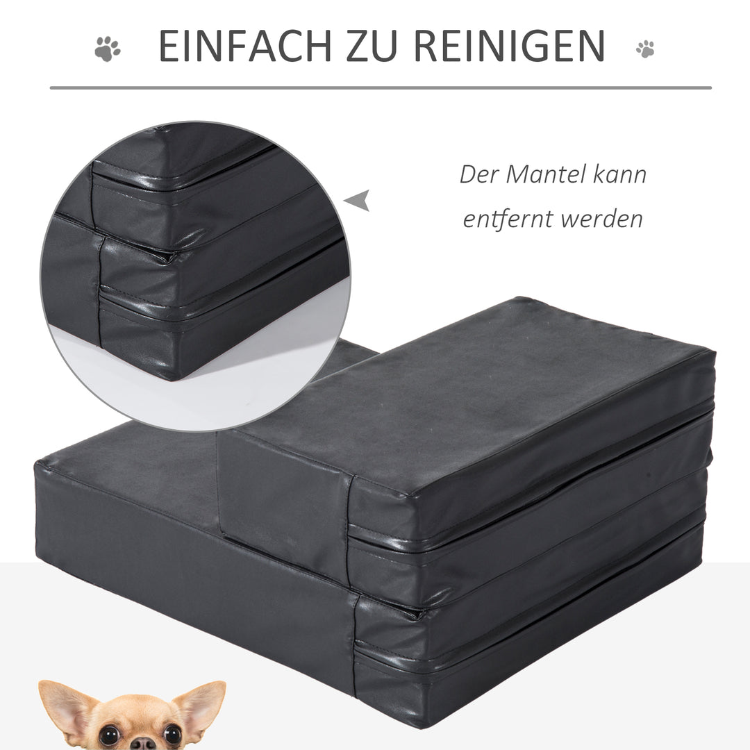 Kæledyrstrapper dyremåtte 2 trin sammenklappelig hundetrappe trappemåtte til katte og hunde sort l45 x b39 x h20 cm
