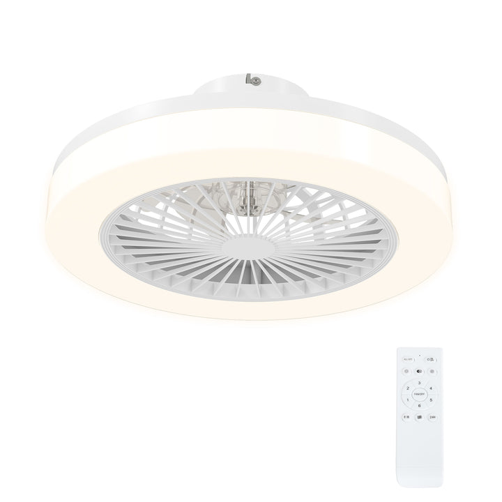 Loftventilator med LED-lys, 6 hastigheder, fjernbetjening, hvid