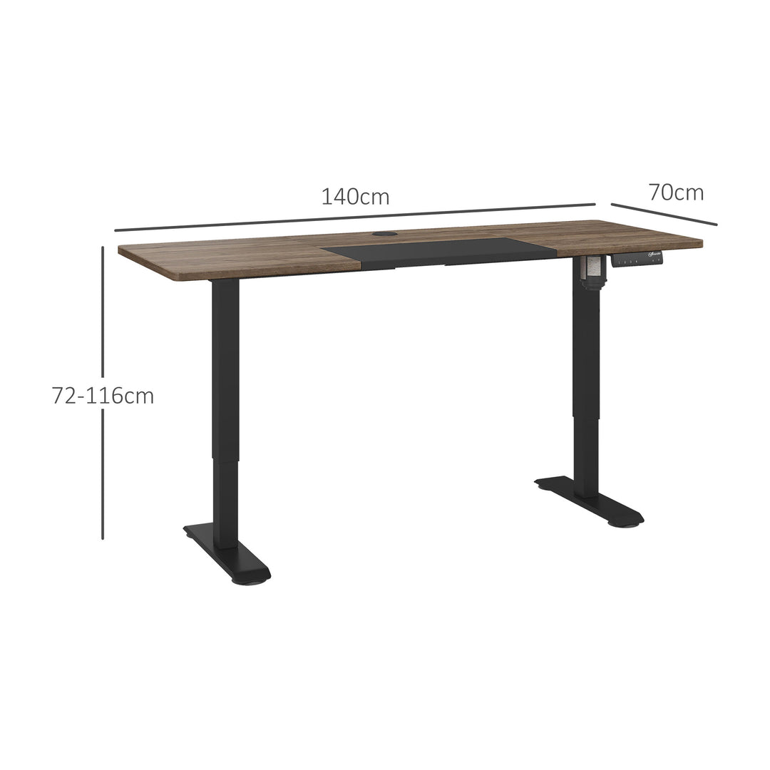 Højdejusterbart skrivebord elektrisk 140 x 70 cm computerbord med 4 hukommelseskontroller, 4-delt bordplade, sit-stee-bord med antikollision, overophedningsbeskyttelse sort