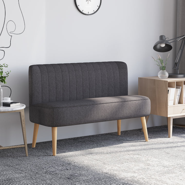 2-personers sofa, blød polstring, letplejeligt betræk, op til 220 kg, 117 x 56,5 x 77 cm, mørkegrå