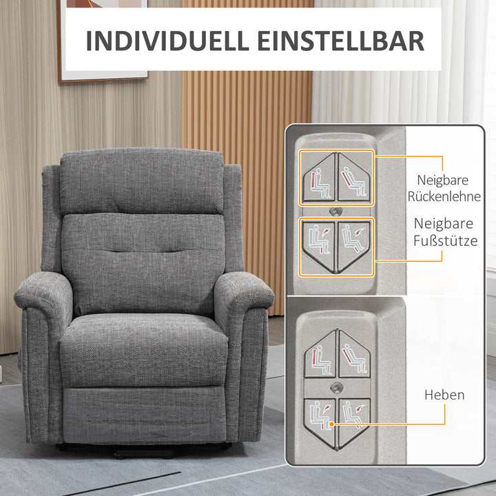 Lænestol med ståstøtte og fjernbetjening, fodstøtte, stålgrå