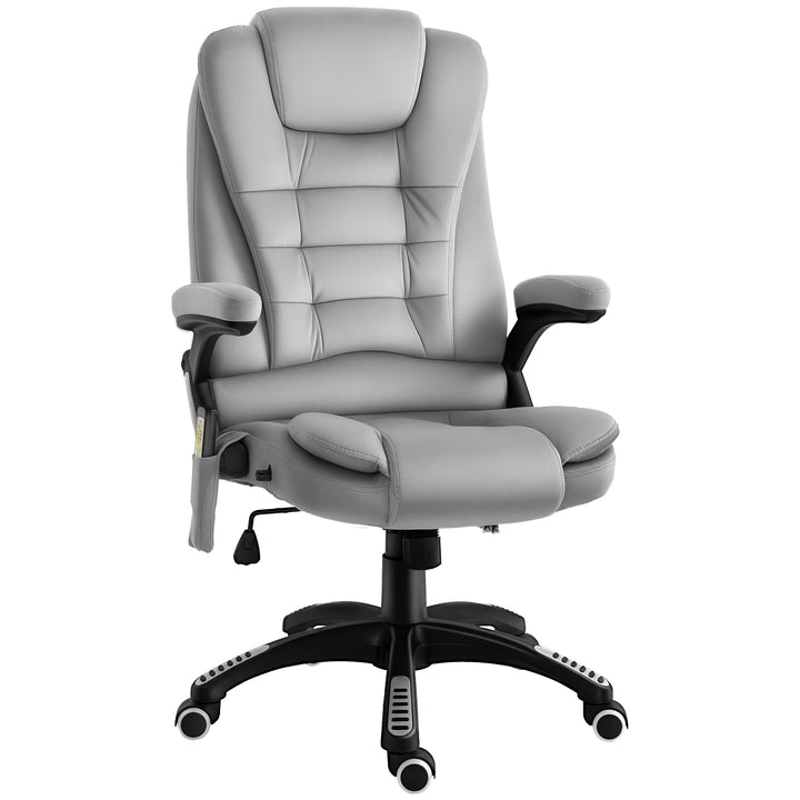 Kontorstol med vibrationsmassage, ergonomisk skrivebordsstol med varme- og lænefunktioner, højdejusterbar lederstol med fjernbetjening, sidelomme, fløjlslook, brun