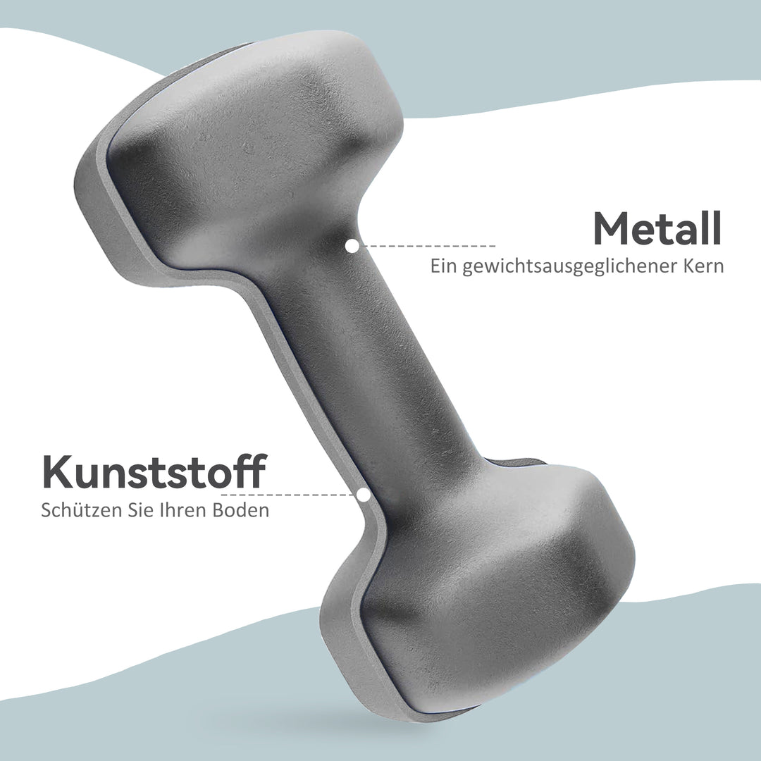 2 x 6 kg håndvægtsæt, sekskantet design, gulvvenlig, skridsikker, grå