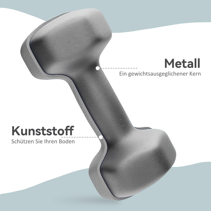 2 x 6 kg håndvægtsæt, sekskantet design, gulvvenlig, skridsikker, grå