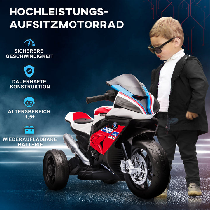 Børnemotorcykel, elmotorcykel, forlygte, 3 musiktilstande, til børn 1,5-5 år, rød, 82,5 x 42 x 54 cm