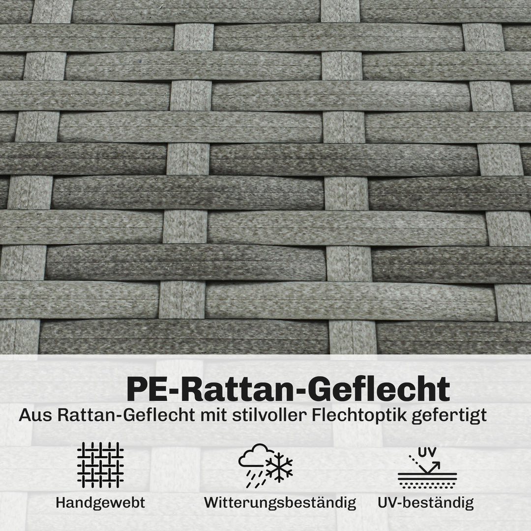 Rattan-lænestol med hynderemme, polstret udendørs lænestol af polyrattan, fletlænestol op til 120 kg
