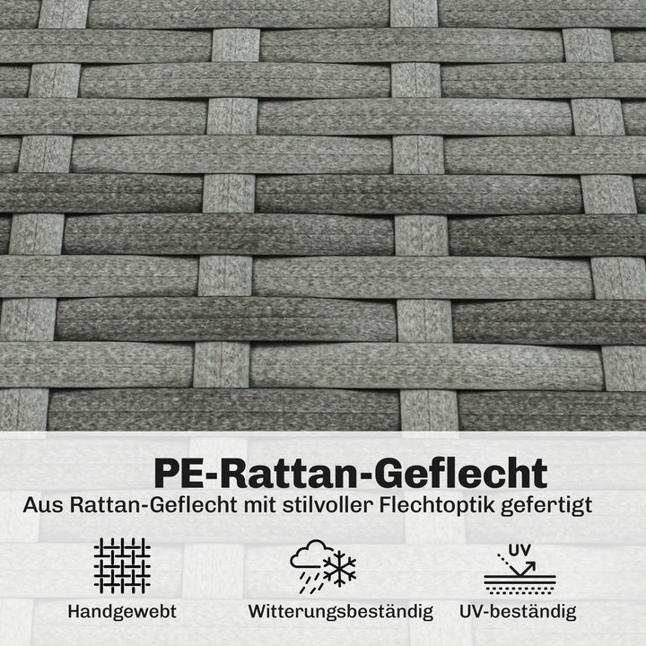 Rattan-lænestol med hynderemme, polstret udendørs lænestol af polyrattan, fletlænestol op til 120 kg