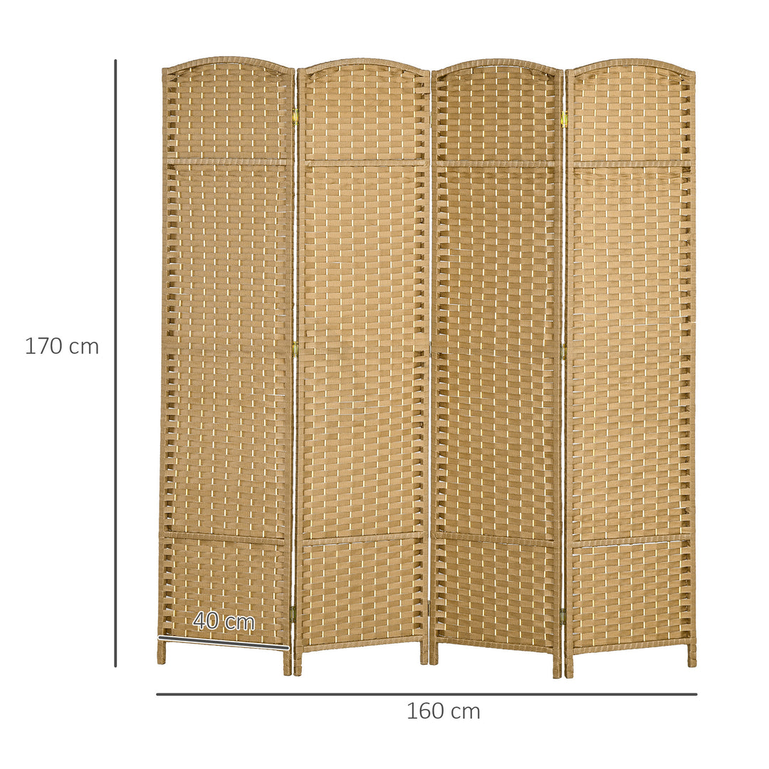 4-Panels rumdeler, foldbar privatlivsskærm, privatlivsskærm til stue, soveværelse, hjemmekontor, naturlig