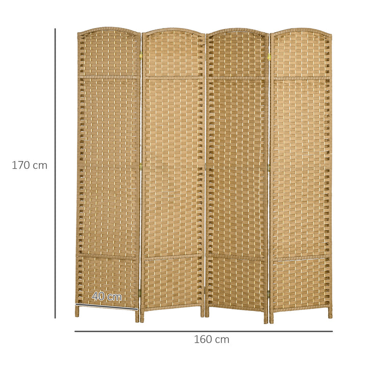 4-Panels rumdeler, foldbar privatlivsskærm, privatlivsskærm til stue, soveværelse, hjemmekontor, naturlig