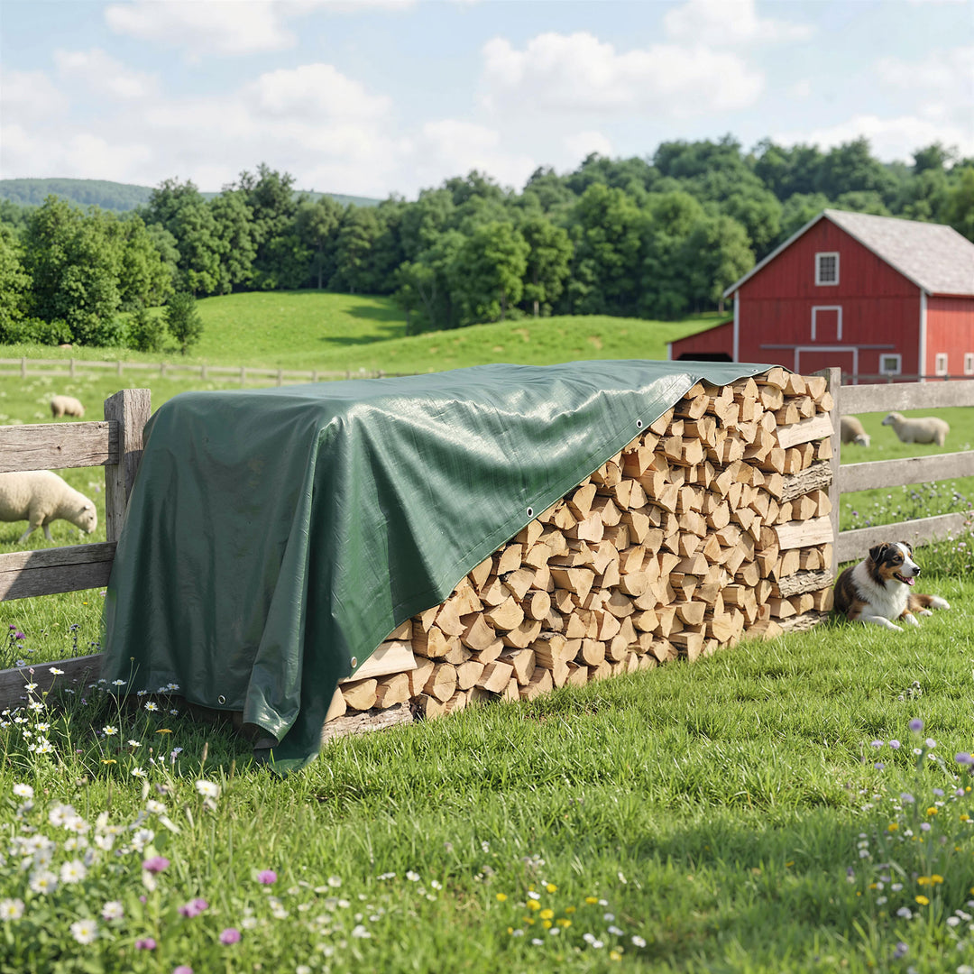 Vandtæt presenning 4 x 6 m 90g/m² vævet presenning Rivefast UV-stabiliseret med forstærkede øjer UV-stabiliseret Grøn