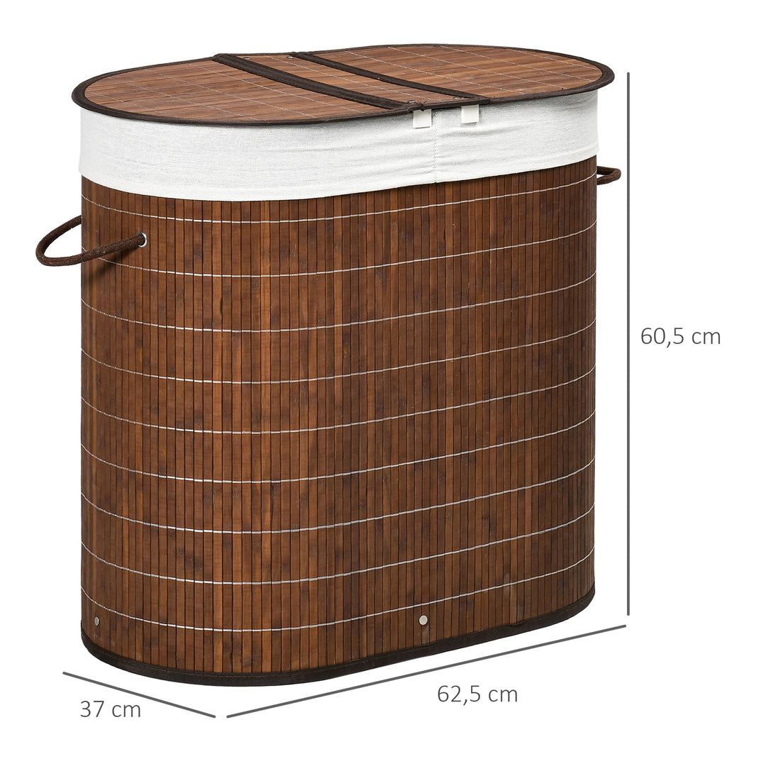 Vasketøjskurv, 100l kapacitet, aftageligt låg, 38 cm x 38 cm x 57 cm, brun