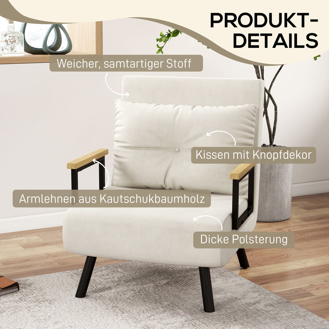 Lænestol i skandinavisk design, loungestol, læsestol. Inkl. hynde med knapsyet kant, cremehvid.