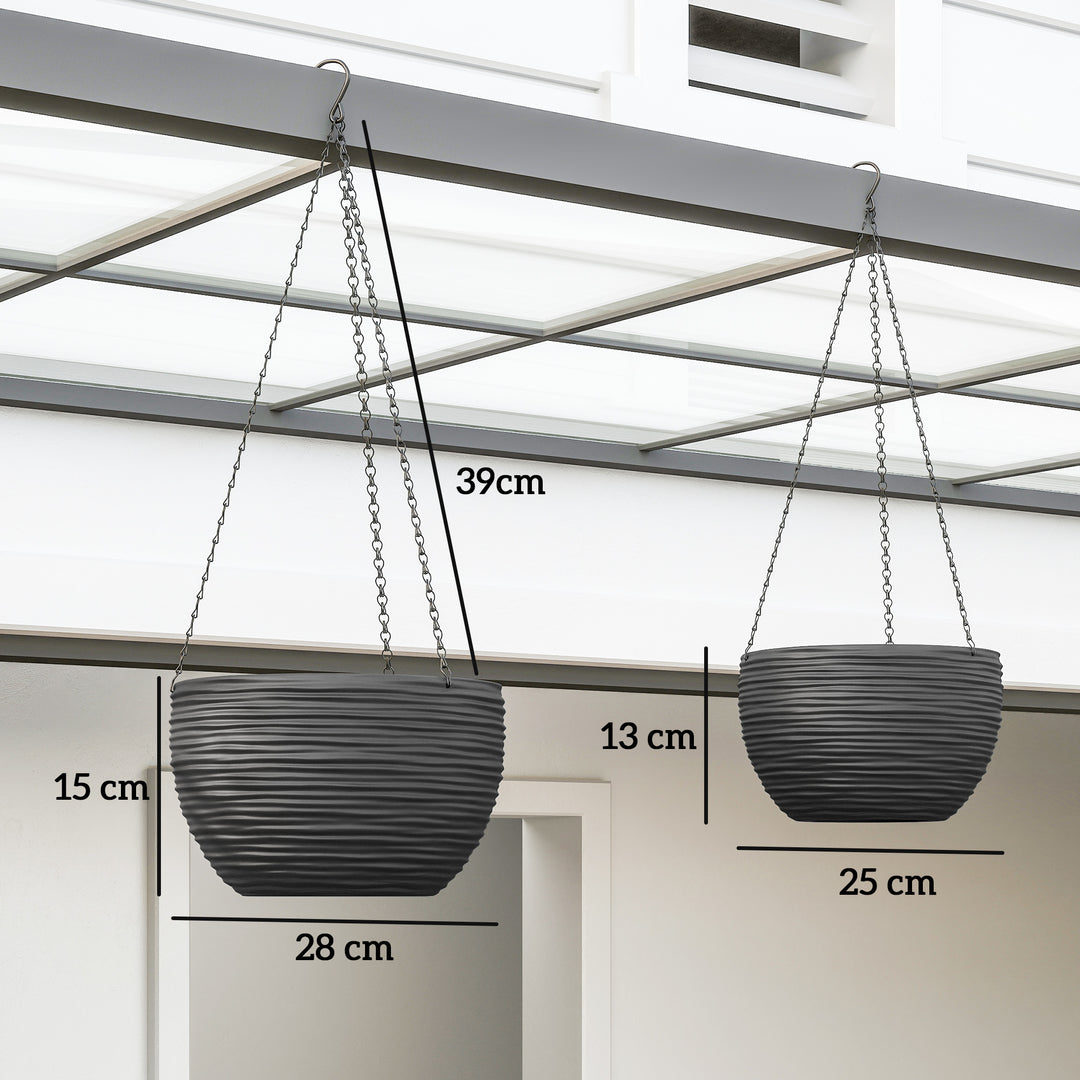 Plantepotter til udendørs og indendørs planter, selvvandende, hængende plantepotter med metalkæder, 4 stk., sorte