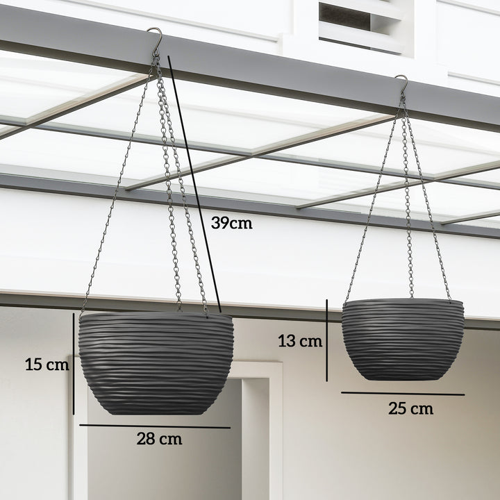 Plantepotter til udendørs og indendørs planter, selvvandende, hængende plantepotter med metalkæder, 4 stk., sorte