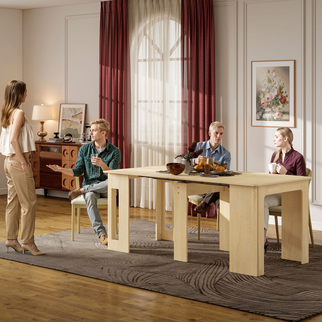 Spisebord, klapbord, udtrækkeligt køkkenbord, spisebord, spånplade, 60-180 x 85 x 75 cm, natur