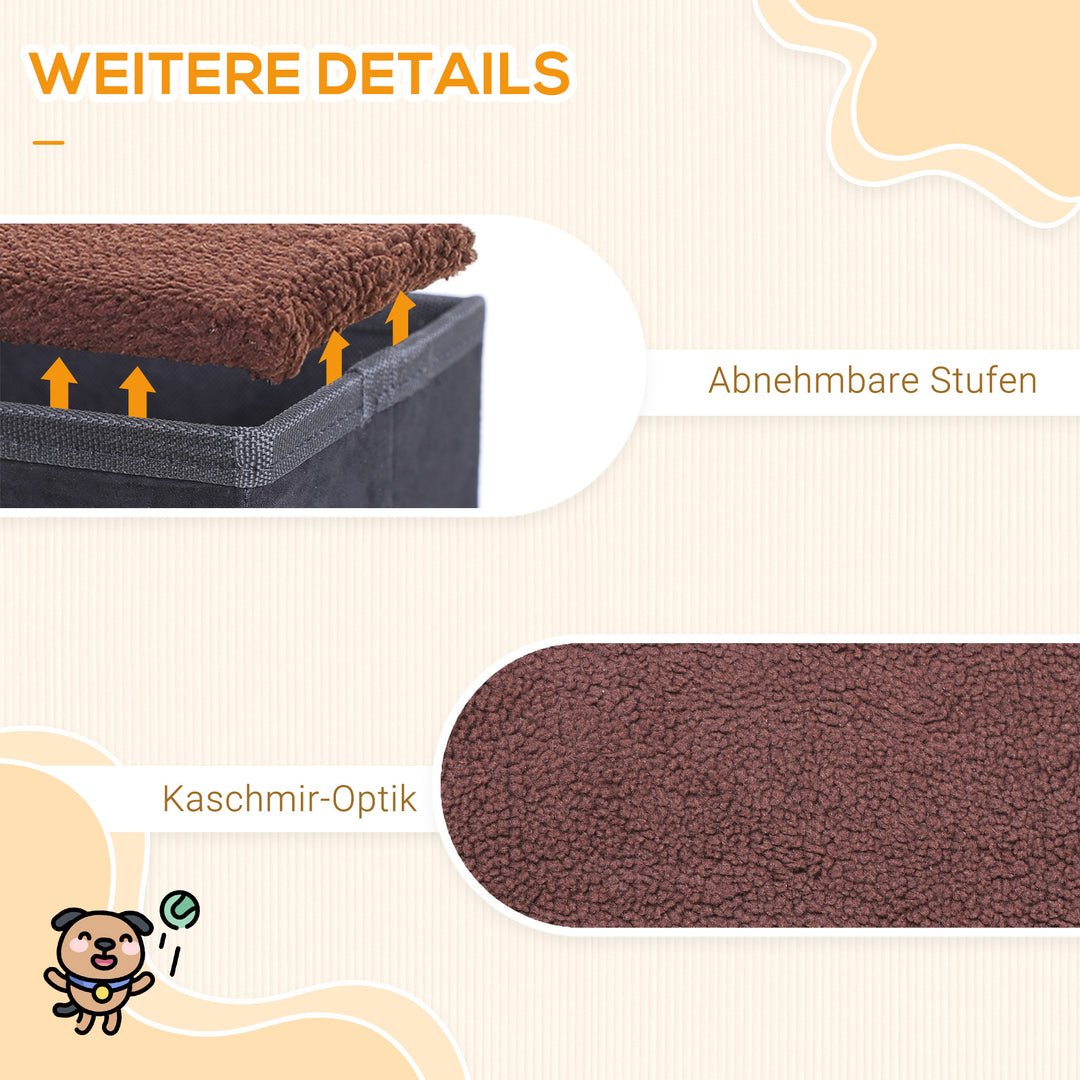 Kæledyrstrappe kattetrappe hundetrappe sammenklappelig 3-trins kæledyrstrappe med opbevaringsplads til katte og hunde mdf sort 40 x 54 x 48 cm