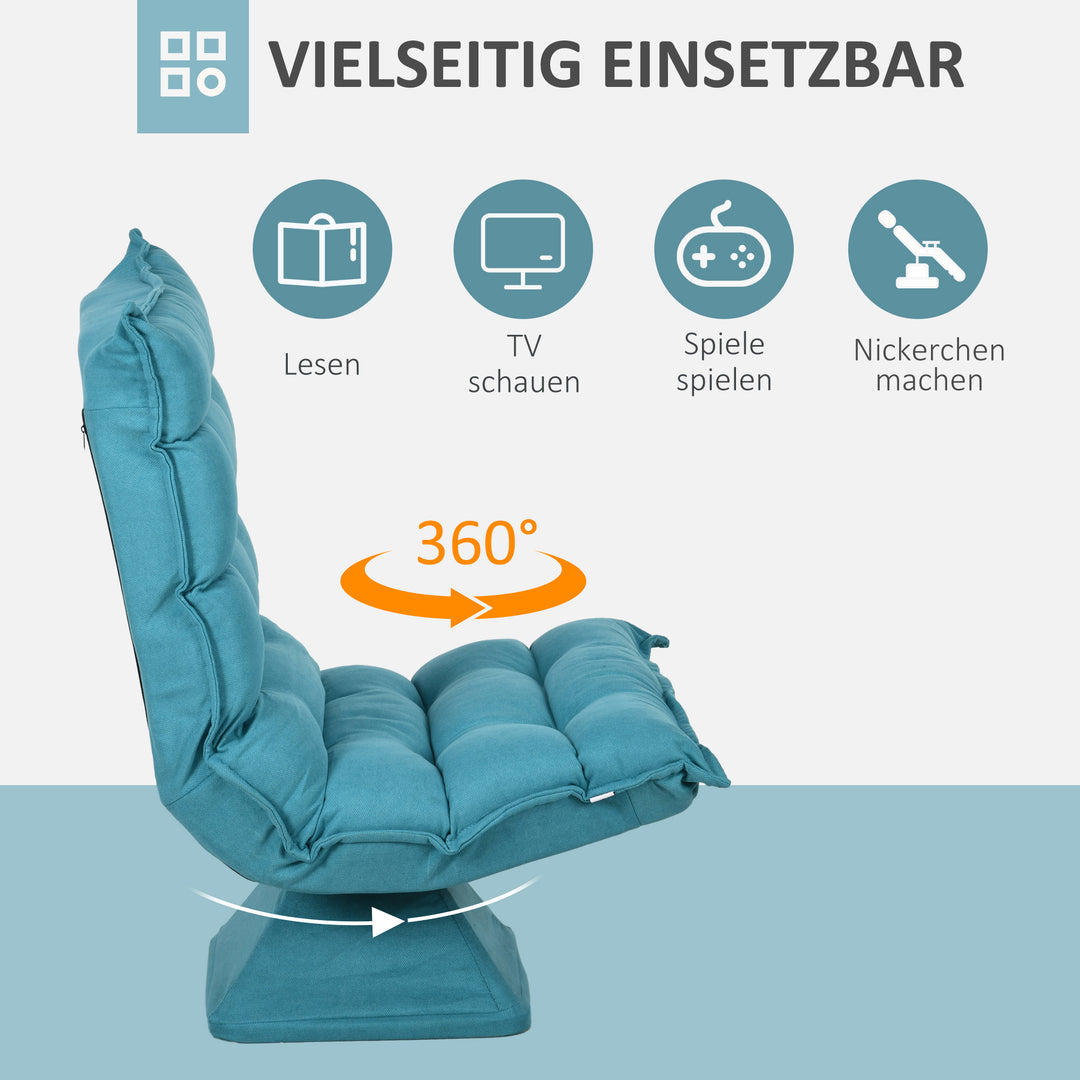 Lænestol læsestol, drejelig, fløjlslook, 62 cm x 70 cm x 95 cm, blå