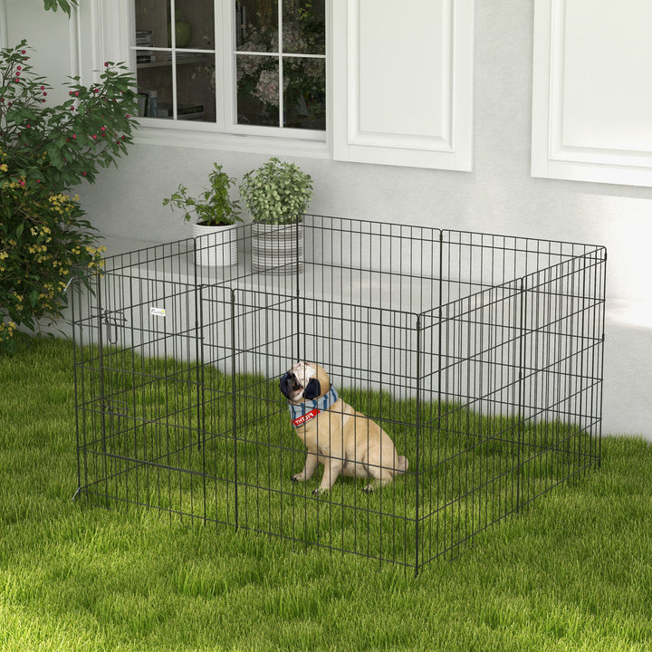 Kæledyrs legegård, legegård til hvalpe og små hunde, med dør, indendørs og udendørs brug, 76 cm, sort