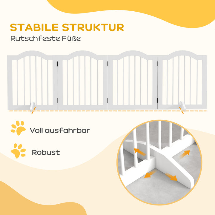 Foldbar hundegitter, 4 paneler, til trapper, gange, døre, mdf/massivt træ, hvid