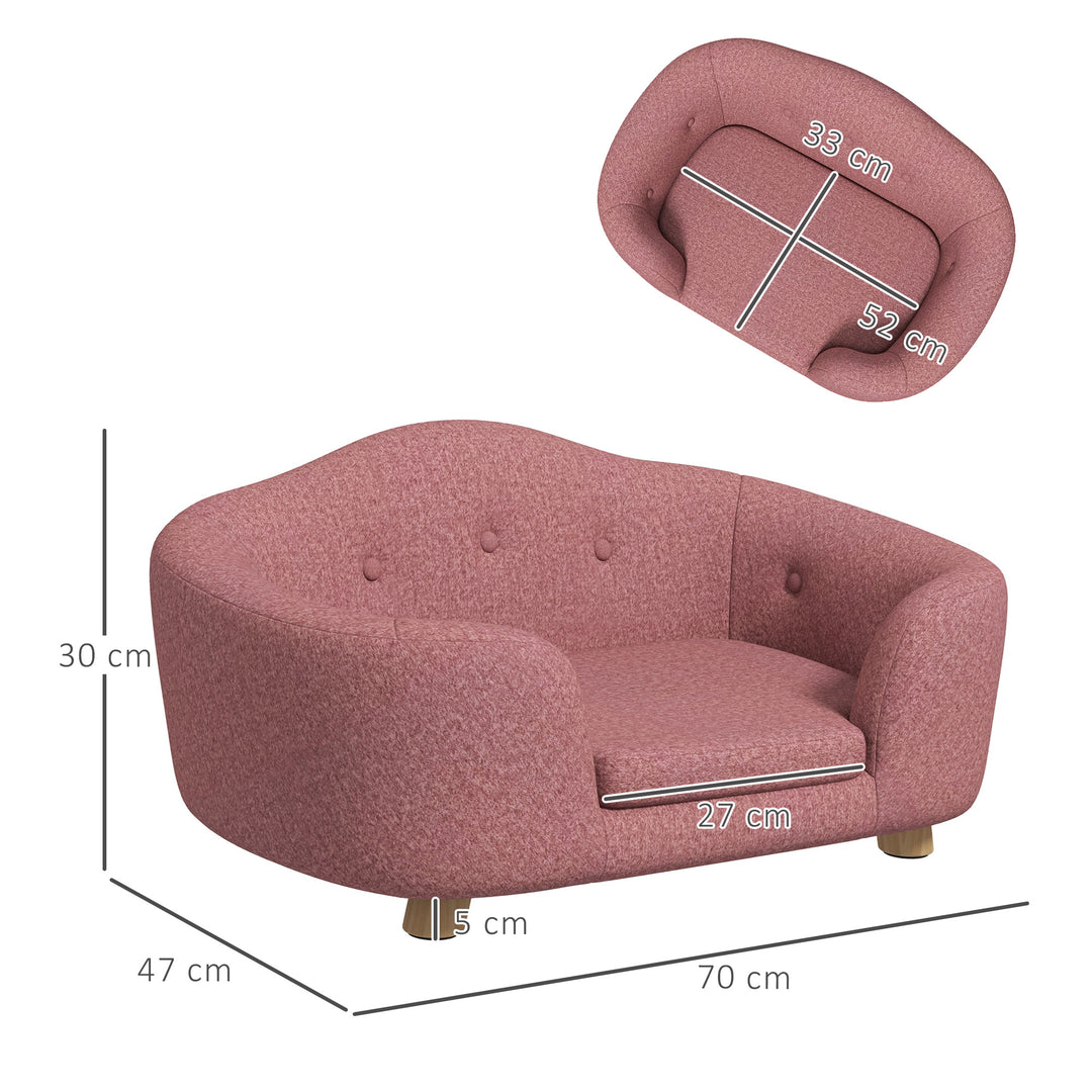 Kæledyrssofa hundemåtte hundeseng hundesofa hundesofa kattesofa med hynde baglomme plysskum fyrretræ pink 70 x 47 x 30 cm