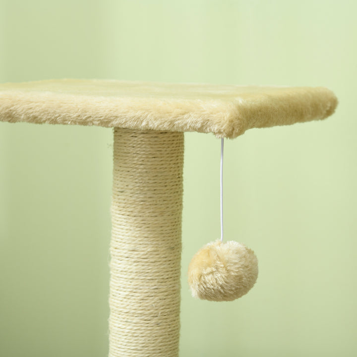 Kradsetræ 72 cm kattetårn med plysbolde, sisalstolper, platform, kradsebræt cremehvid