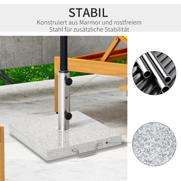 Parasolfod i rustfrit stål med håndtag, halvrund, paraplyholder, paraplyvægt til parasoller Ø3,8-Ø4,8 cm, til altan, terrasse, have, grå