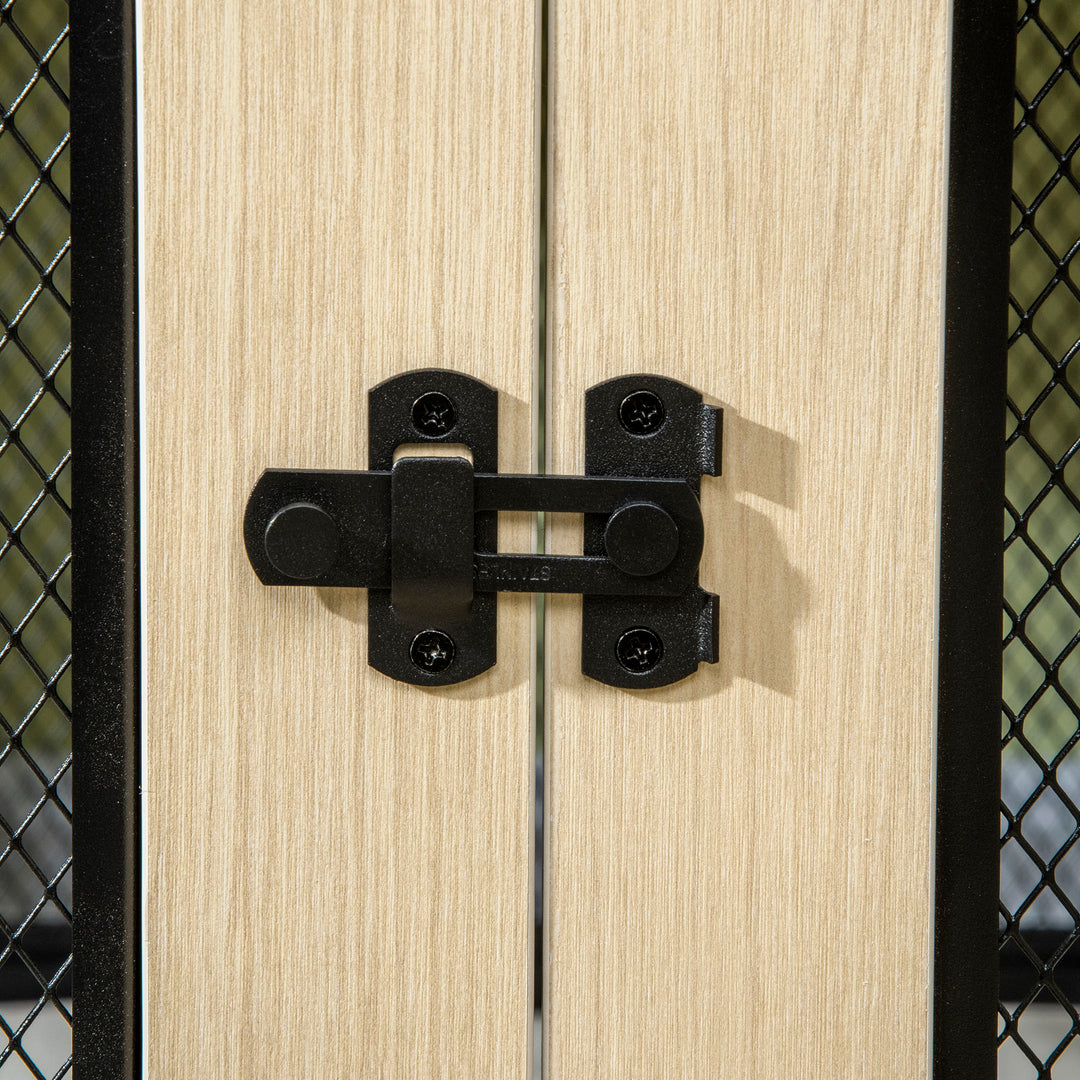 Hundebur, moderne design, aflåseligt, 2 døre, 94 cm x 60 cm x 71,5 cm, naturlig + sort