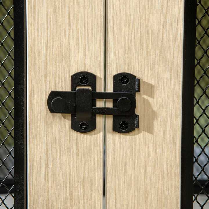 Hundebur, moderne design, aflåseligt, 2 døre, 94 cm x 60 cm x 71,5 cm, naturlig + sort