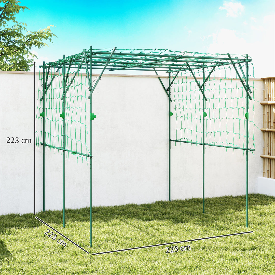 Stålespalier til stikkontakt, rustfri, klatrehjælp til klatreplanter, espalier, 223 x 223 x 223 cm, rosenbue, grøn