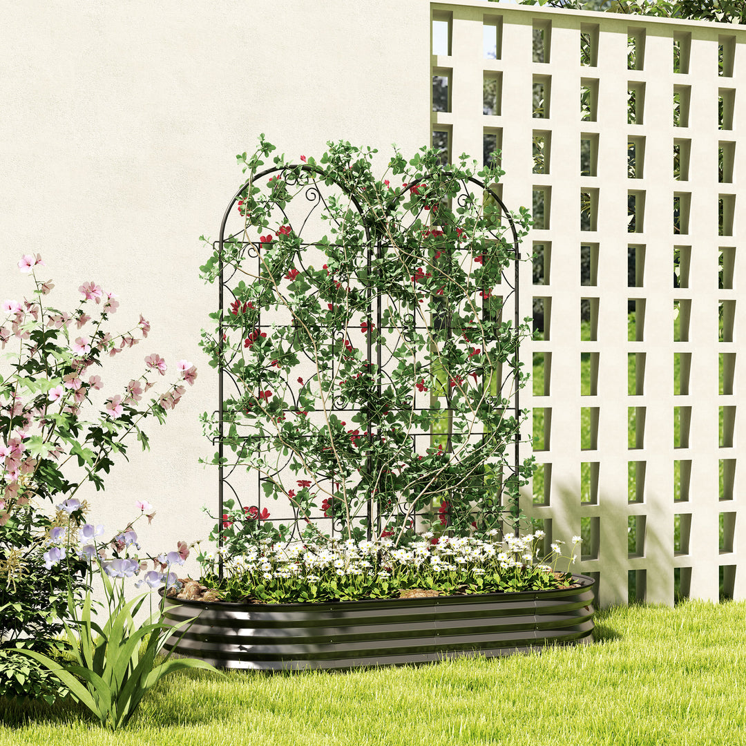 Metal trellis sæt med 2 til stikkontakt, rustfri, klatrehjælp til klatreplanter, 50x150 cm, sort