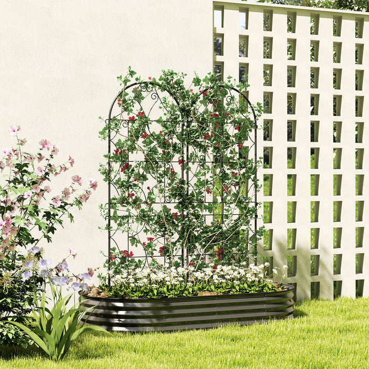 Metal trellis sæt med 2 til stikkontakt, rustfri, klatrehjælp til klatreplanter, 50x150 cm, sort