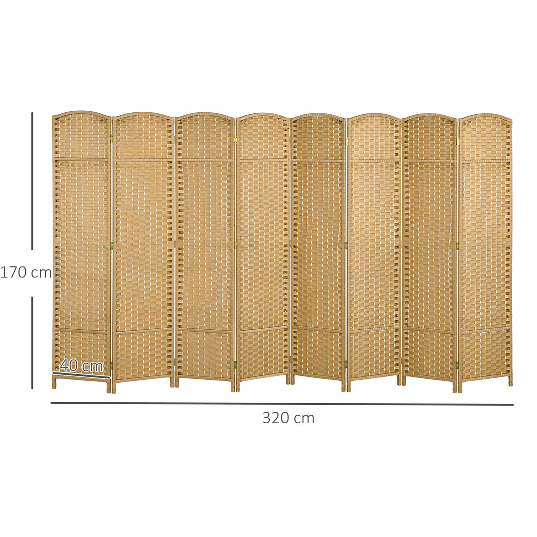 8-Panels rumdeler, foldbar privatlivsskærm, privatlivsskærm til stue, soveværelse, hjemmekontor, naturlig