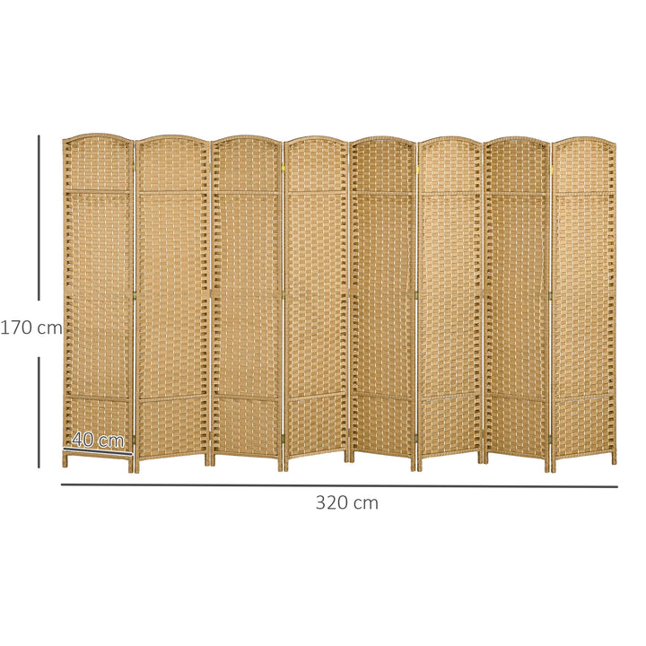 8-Panels rumdeler, foldbar privatlivsskærm, privatlivsskærm til stue, soveværelse, hjemmekontor, naturlig