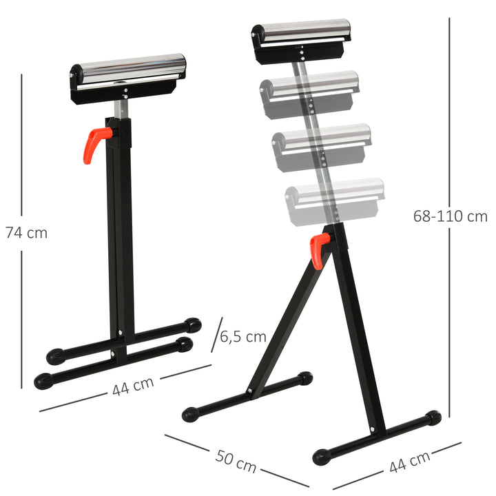 Rullestativ, rullestøtte, højdejusterbart arbejdsstativ, rullestativ, hjælpestativ, støttestativ, op til 90 kg, metal, sort, 44 x 50 x 68-110 cm