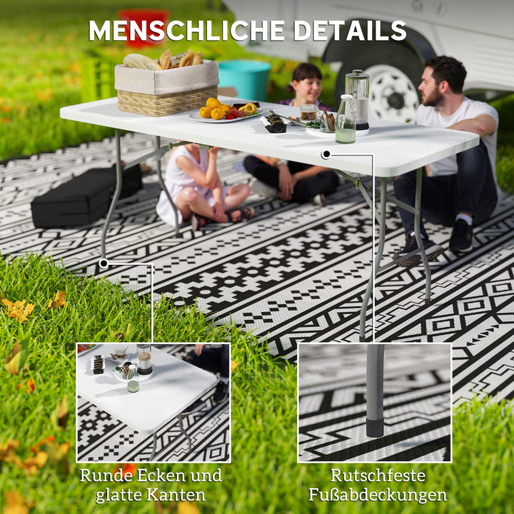 Klapbord, foldbart campingbord, metal, plastik, picnicbord, hvidt