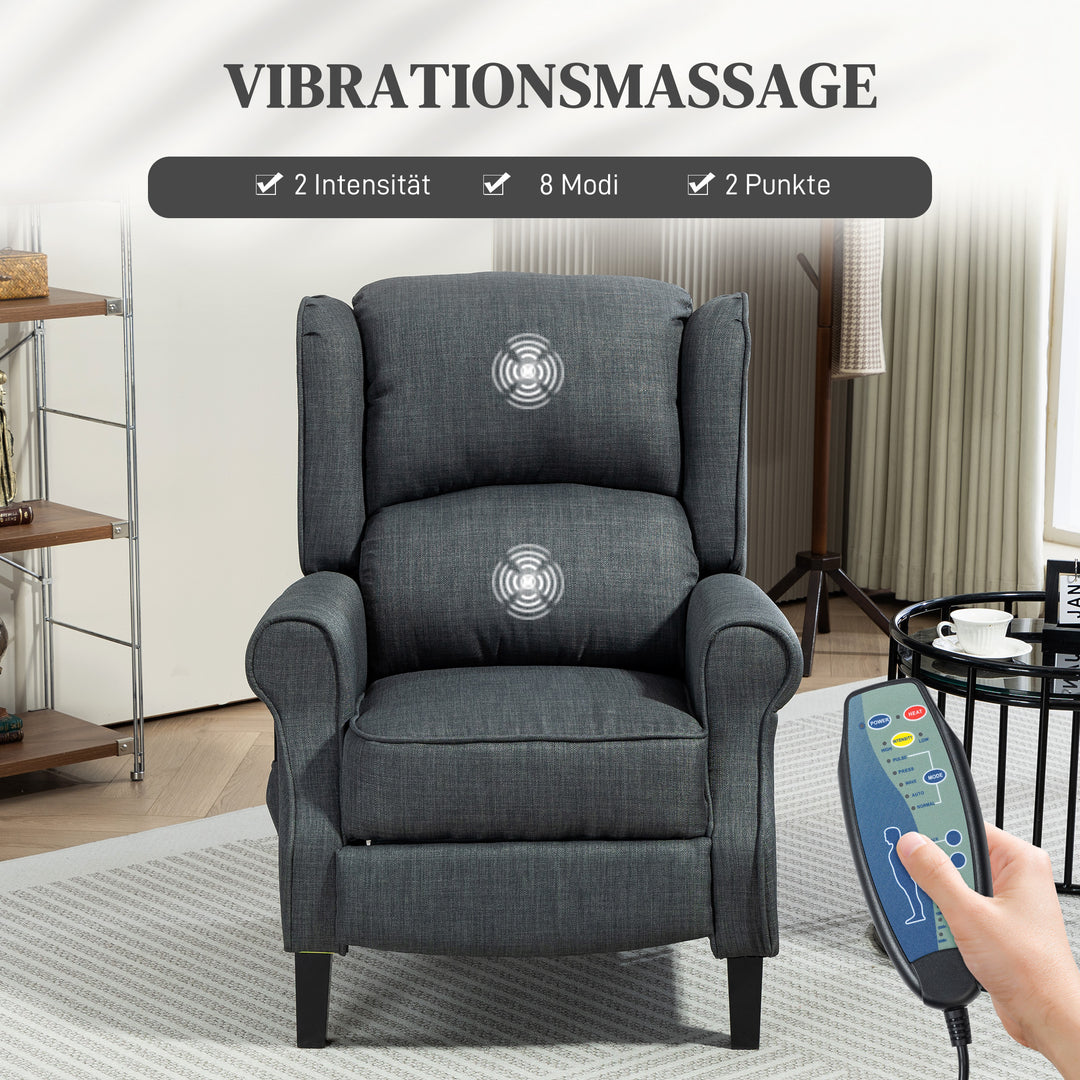 Massagestol med varmefunktion, 2 massagezoner, lænefunktion, op til 150 kg, mørkegrå