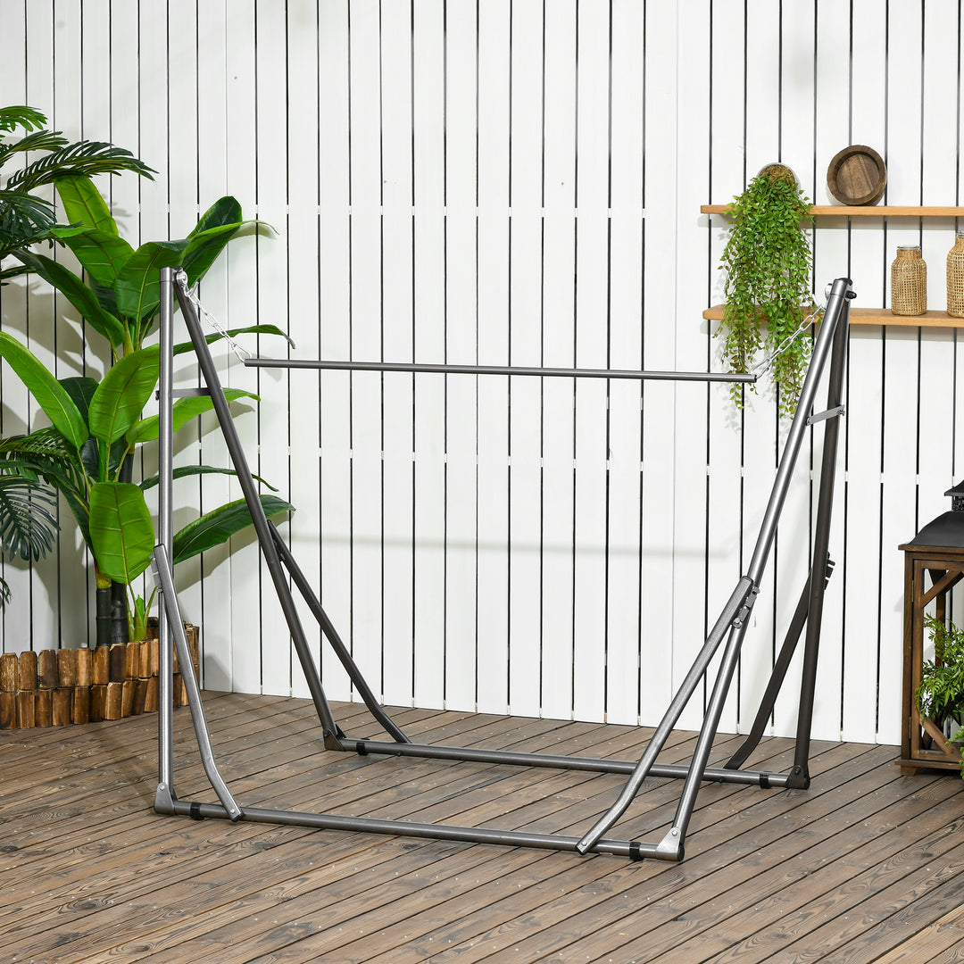 2-i-1 hængekøjestativ, vejrbestandigt, tørrestativ til tøj, 290 cm x 92 cm x 88 cm, sort
